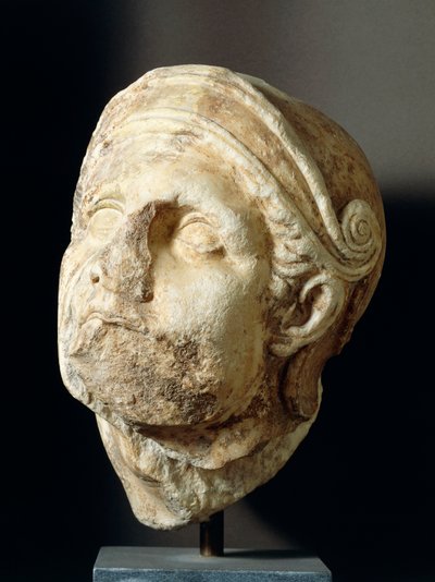 Testa di guerriero di Skopas (340-420 a.C.) dal fronte del Tempio di Atena Alea a Tegea, IV secolo a.C. da Greek