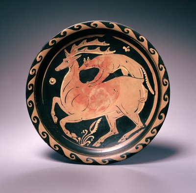Piatto a figure rosse apulo, attribuito al Pittore di Lampas, c.350-325 a.C. da Greek School