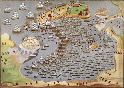 Battaglia di Navarino il 20 ottobre 1827, dalla Storia Illustrata della Guerra d