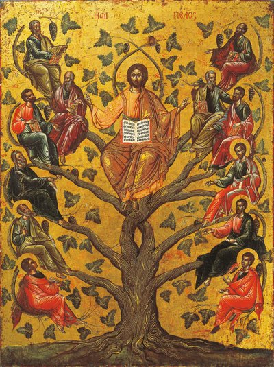 Cristo la Vera Vite icona da Greek School