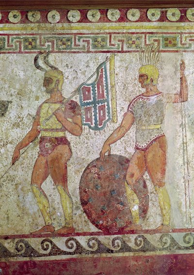 Soldati di fanteria, pittura tombale da Paestum da Greek School
