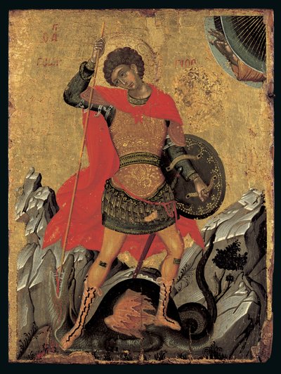 Icona di San Giorgio che uccide il drago da Greek School
