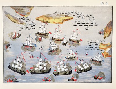 Panoramica delle battaglie navali durante la guerra, tavola 3 da Storia illustrata della guerra d