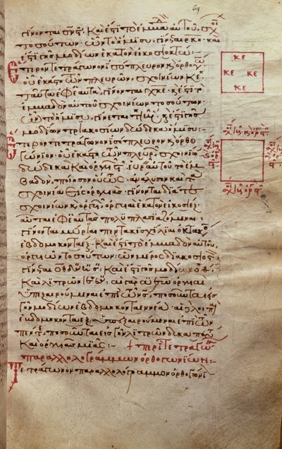 Pagina di testo con figure geometriche, da Elementi di Euclide (III secolo a.C.) da Greek School