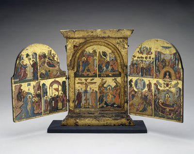 Resurrezione di Lazzaro; Entrata a Gerusalemme; Crocifissione; Discesa di Cristo agli Inferi (pannello centrale) da Greek School