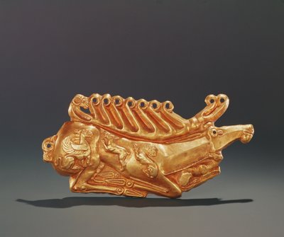 Cervo sdraiato, decorato sul corpo con figure di grifone alato, lepre, leone, cane e testa di ariete da Greek School