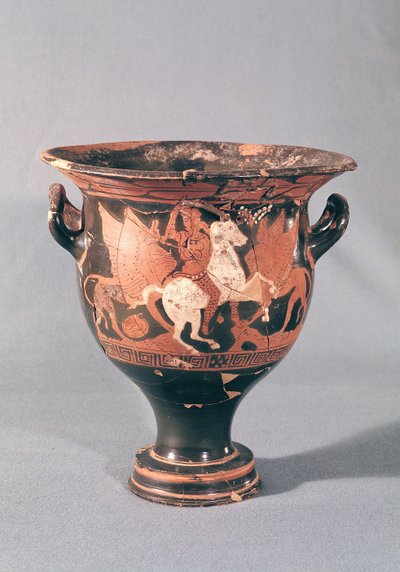 Cratere a figure rosse che raffigura amazzoni e grifoni da Greek School