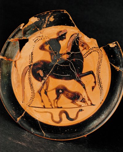 Cavaliere e il suo cane (argilla) da Greek School