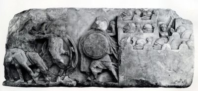 Sezione del fregio del Monumento delle Nereidi a Xanthus, circa IV secolo a.C. (rilievo) da Greek School