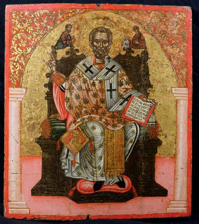 San Nicola in trono, icona, da Tessalonica da Greek School
