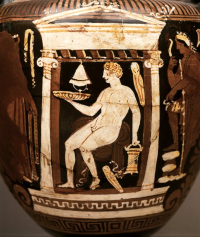 ARTE GRECA: Volute-krater apulo a figure rosse. Scena funeraria. Offerta ins..., ca. 330-320 a.C. (ceramica) da Greek School