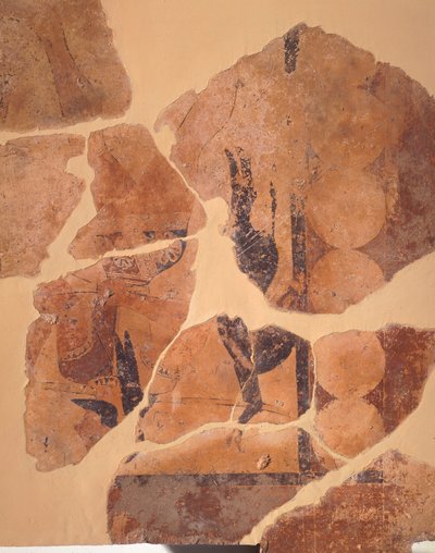 Ritorno del cacciatore, affresco dal Tempio C a Thermos, Grecia, civiltà greca, ca 630 a.C. da Greek School