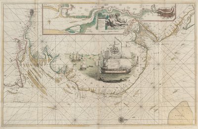 Carta della costa orientale da Barton, Lincolnshire, a Dover, Kent da Greenvile Collins