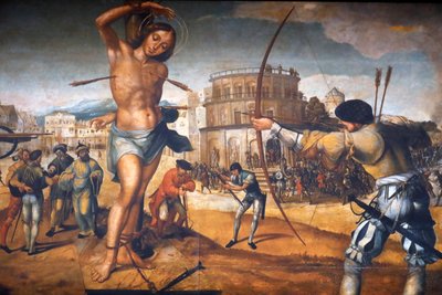 Convento di Cristo. Martirio di San Sebastiano, del pittore portoghese Gregorio Lopes. Tomar. Portogallo. da Gregorio Lopez