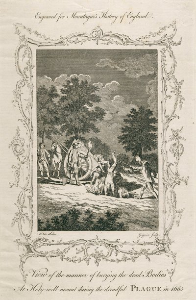 Sepoltura delle vittime della peste, Holywell Mount, Shoreditch, Londra, 1665 ca. fine XVIII secolo da Grignion