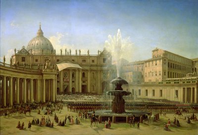 La Piazza San Pietro a Roma al momento di una benedizione papale, 1850 da Grigori Grigor