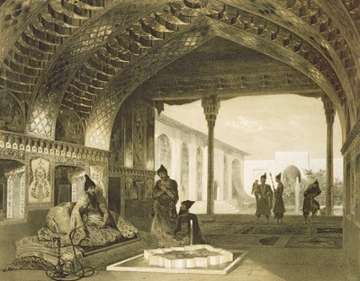 La Sala degli Specchi nel Palazzo del Sardar di Yerevan, Armenia, tavola 17 da un libro sul Caucaso, inciso da Charles Claude Bachelier e Celestin Francois Nanteuil (1813-73) pub. da Alfred da Grigori Grigorevich Gagarin