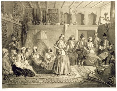 La sala di riposo vicino ai bagni a Shemakha, sulla steppa di Shirvanskaya, tavola 40 da un libro sul Caucaso, inciso da Charles Claude Bachelier e Adolphe Bayot, pub. da Alfred Leon Lemerci da Grigori Grigorevich Gagarin