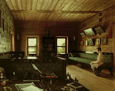 Lo studio nella casa di Nikolai Milyukov a Ostrovky, 1844 da Grigori Vasilievich Soroka