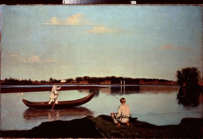 Un pescatore con la lenza da Grigori Vasilievich Soroka