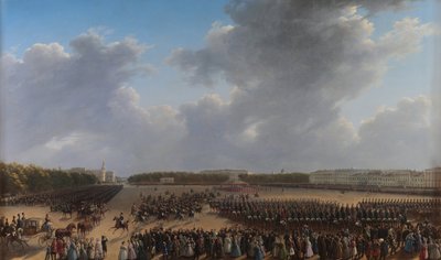 Parata per la fine delle azioni militari nel Regno di Polonia sul prato di Tsaritsa a San Pietroburgo il 6 ottobre 1831 da Grigory Chernetsov