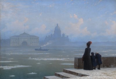 Ghiaccio alla deriva sul fiume Neva a San Pietroburgo da Grigory Odisseyevich Kalmykov
