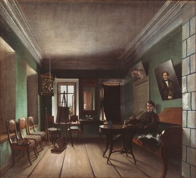 Interno nella casa dei Bykov, 1850 da Grigory Vasilievich Yurov