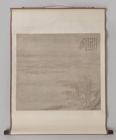 Paesaggio fluviale al chiaro di luna con figure da Guan Xining