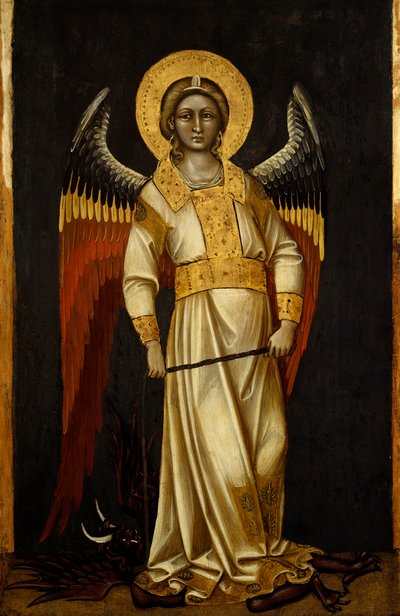 Angelo con demone incatenato, tempera su tavola, circa 1354 da Guariento di Arpo