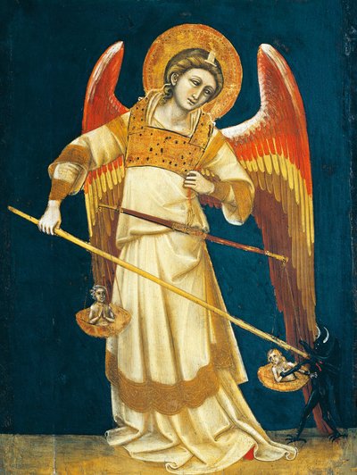 Arcangelo Michele che pesa le anime, circa 1354, di Guariento da Guariento di Arpo