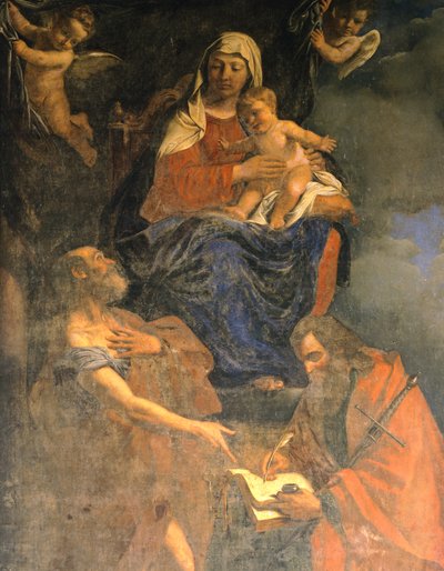 Madonna col Bambino e i Santi Pietro e Paolo, olio su tela, dettaglio, Cappella dei Santi Pietro e Paolo, Pavia da Guercino
