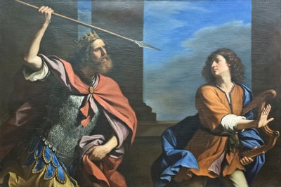 Saul cerca di uccidere Davide con la sua lancia da Guercino (1591 1666)