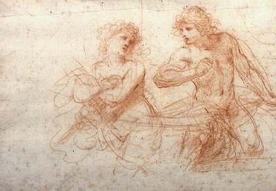 Studio di un uomo e una donna nudi (gesso rosso) da Guercino
