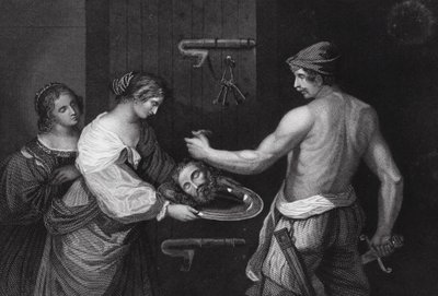 La testa di Giovanni Battista portata su un piatto, Matteo, cap. XIV, v. 6 da Guercino (1591 1666) (after)