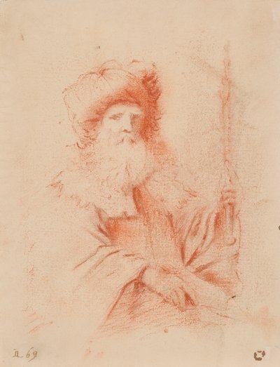 Schizzo di uomo barbuto con turbante da Guercino