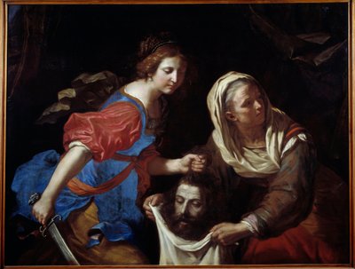 Giuditta e la testa di Oloferne. La sua ancella Abra tiene il sacco mentre Giuditta depone la testa dell