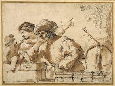 Il riposo durante la fuga da Guercino