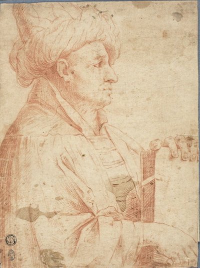 Busto di uomo con turbante e libro da Guercino
