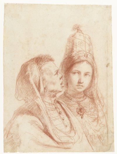 Busti di un uomo e una donna in costumi esotici da Guercino