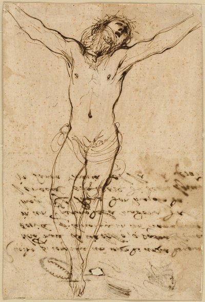 Cristo in croce: Studio per la crocifissione con i santi da Guercino
