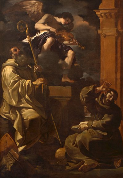 San Benedetto e San Francesco che ascoltano un angelo musicista da Guercino