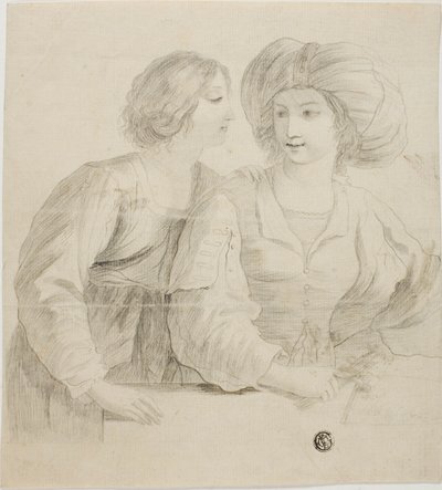 Due Giovani Donne, Una con Turbante, in Conversazione da Guercino