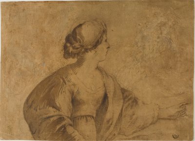 Donna di profilo, che indica con la mano sinistra da Guercino
