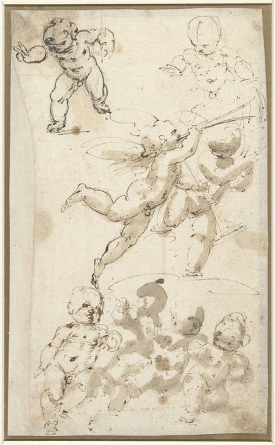Putti e un angelo fluttuante da Guglielmo Caccia