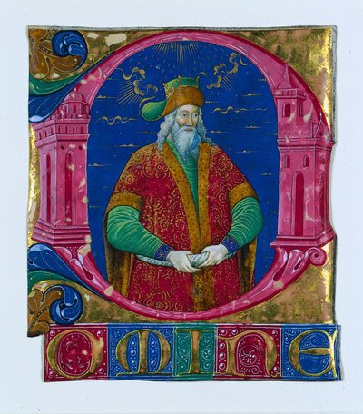 Iniziale D[omine] da un libro corale: Re Salomone, c. 1470-1480 da Guglielmo Giraldi del Magri [or del