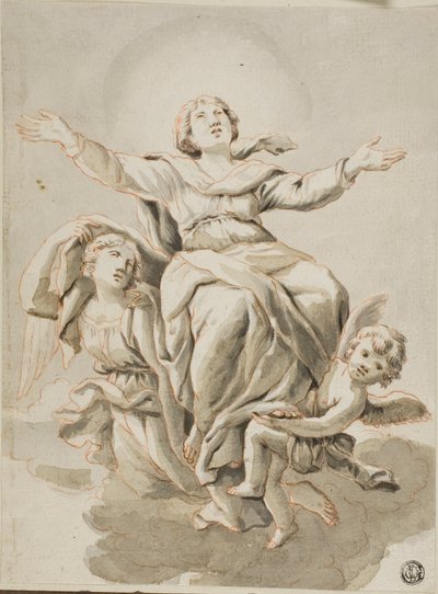 Assunzione (recto) Teste di ritratto, vari schizzi (verso) da Guido Canlassi