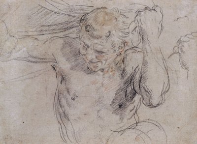 Un satiro che solleva un drappo, e uno studio sussidiario della sua mano sinistra da Guido Reni