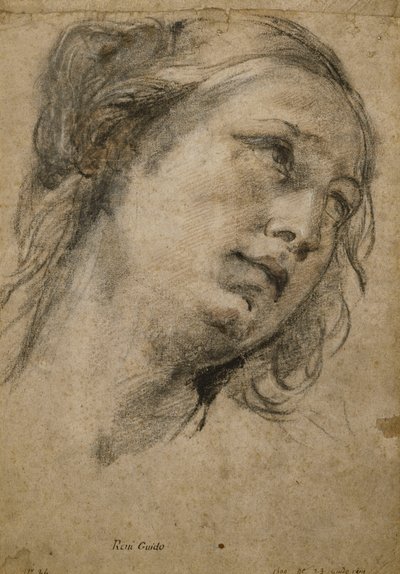 Testa di una donna che guarda in alto a destra da Guido Reni