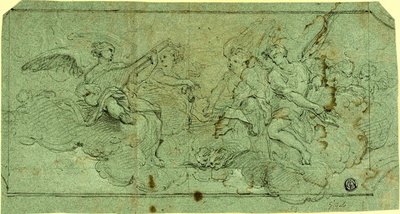 Angeli musicisti tra le nuvole (recto); Chierico seduto (verso) da Guido Reni