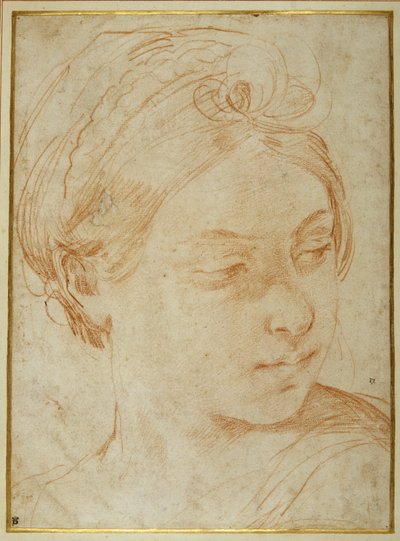 Testa di giovane donna, girata a guardare sopra la spalla sinistra da Guido Reni